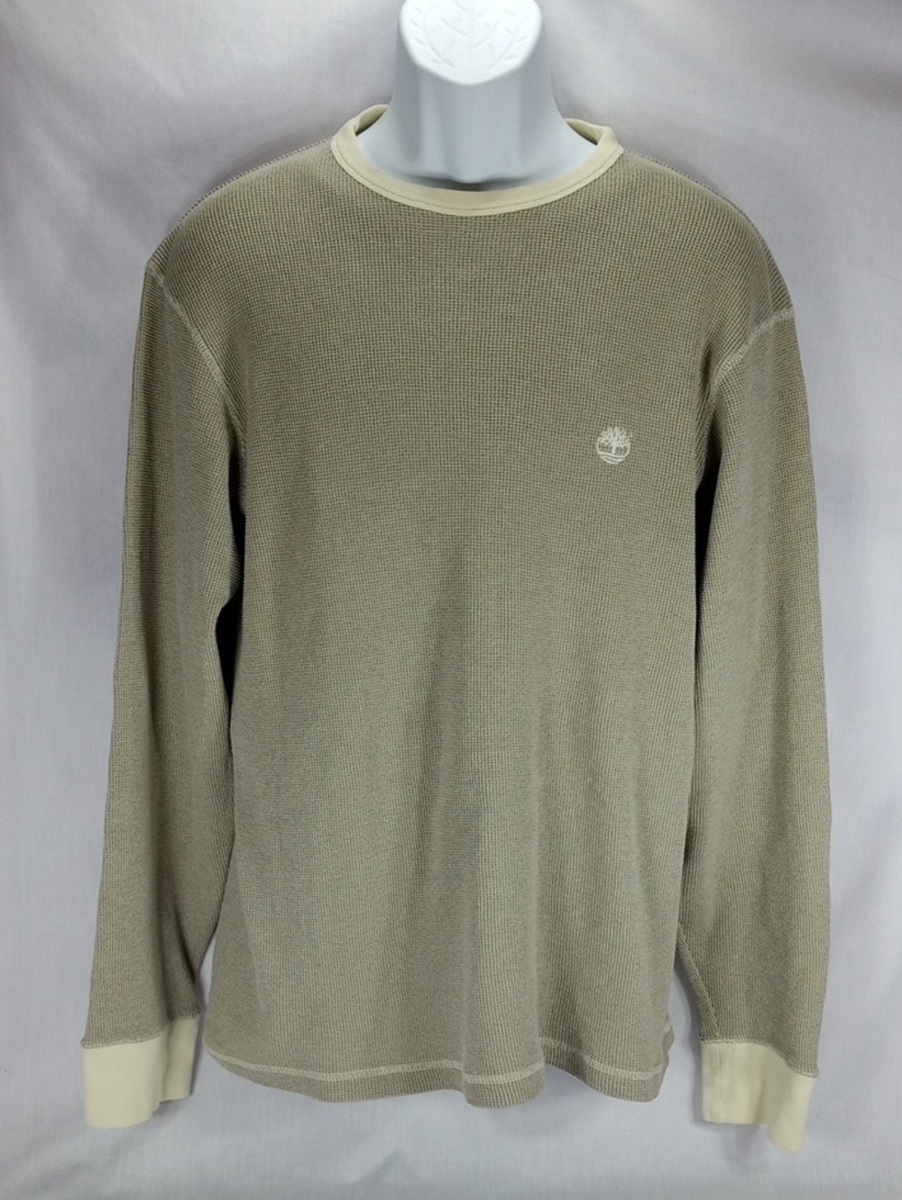 Timberland Men's Crewneck Thermal Sweater in Beige and Cream